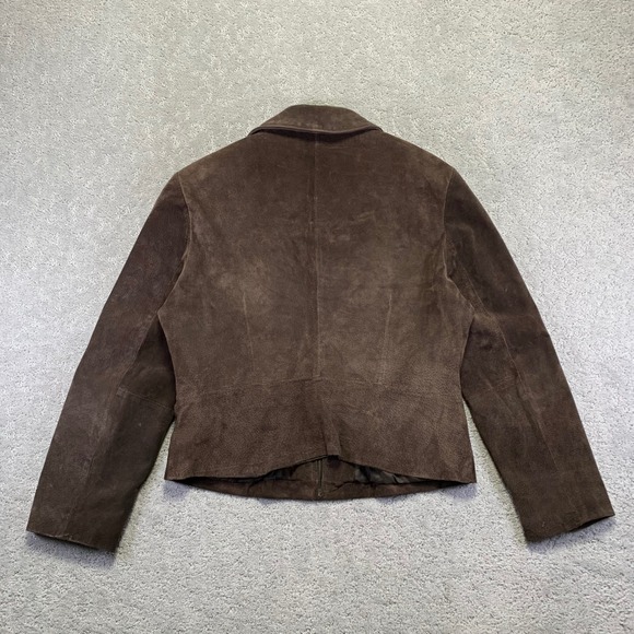 VINTAGE Wilsons Leather Suede Jacket Womens Large Brown Zip Up Pockets 90s - Picture 10 of 16